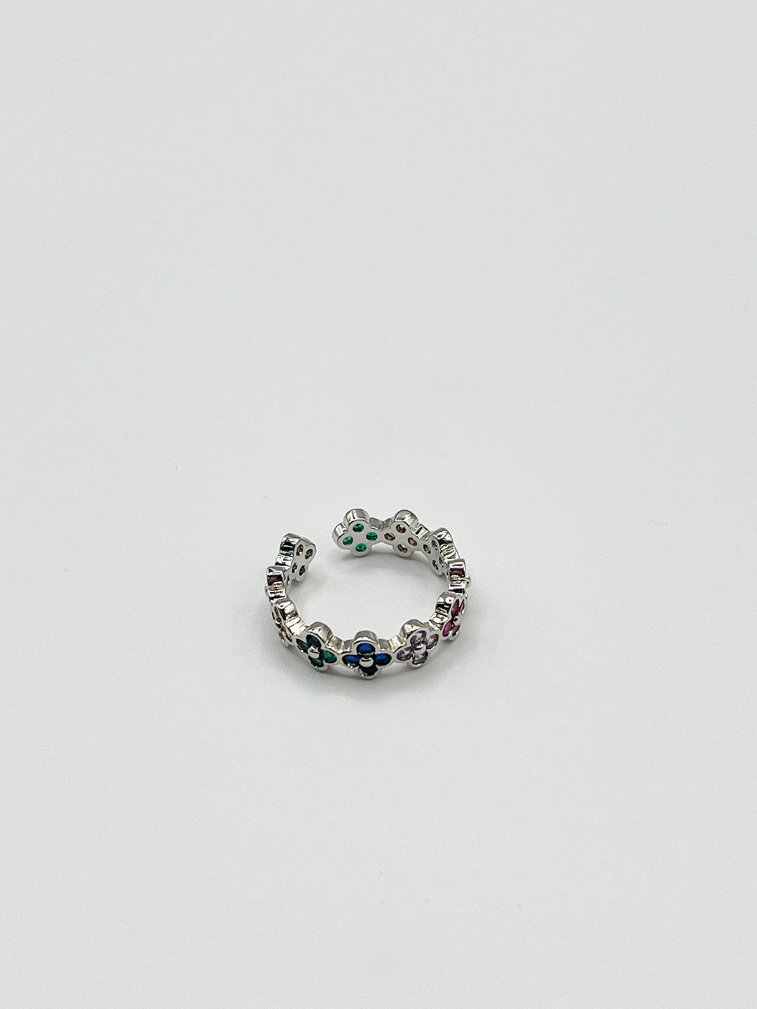 Diamante Clover Ring In Multi Silver JE411801