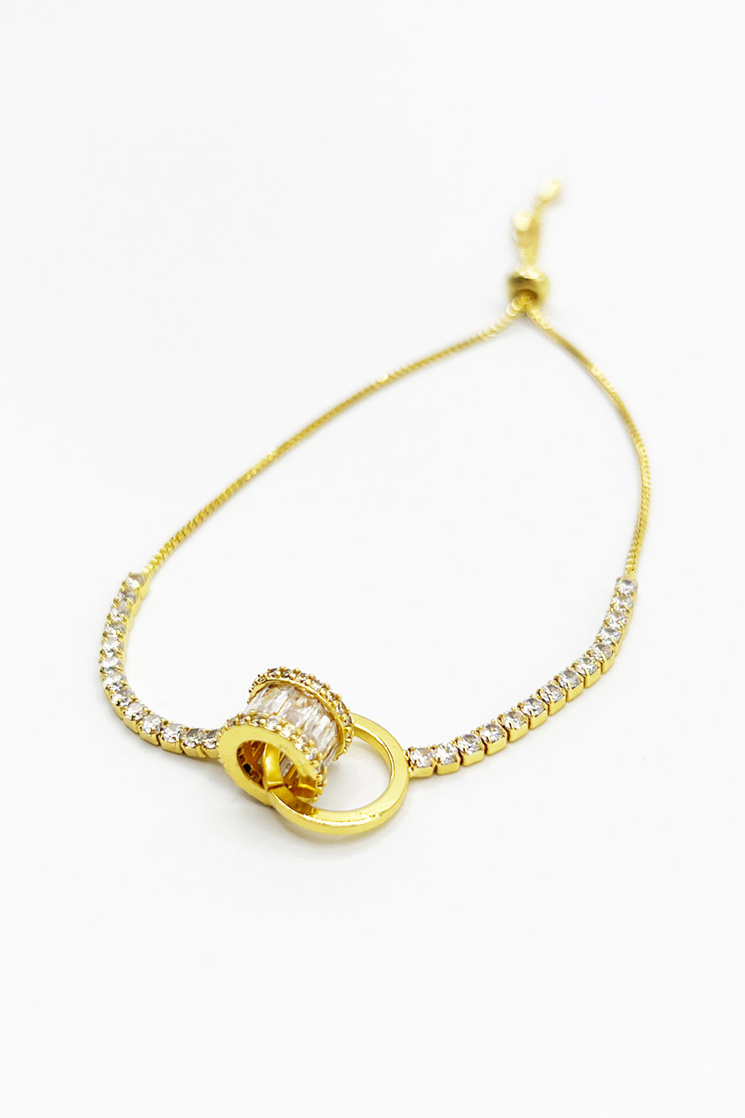 Double Ring Diamante Bracelet In Gold - Gift Boxed JE412124