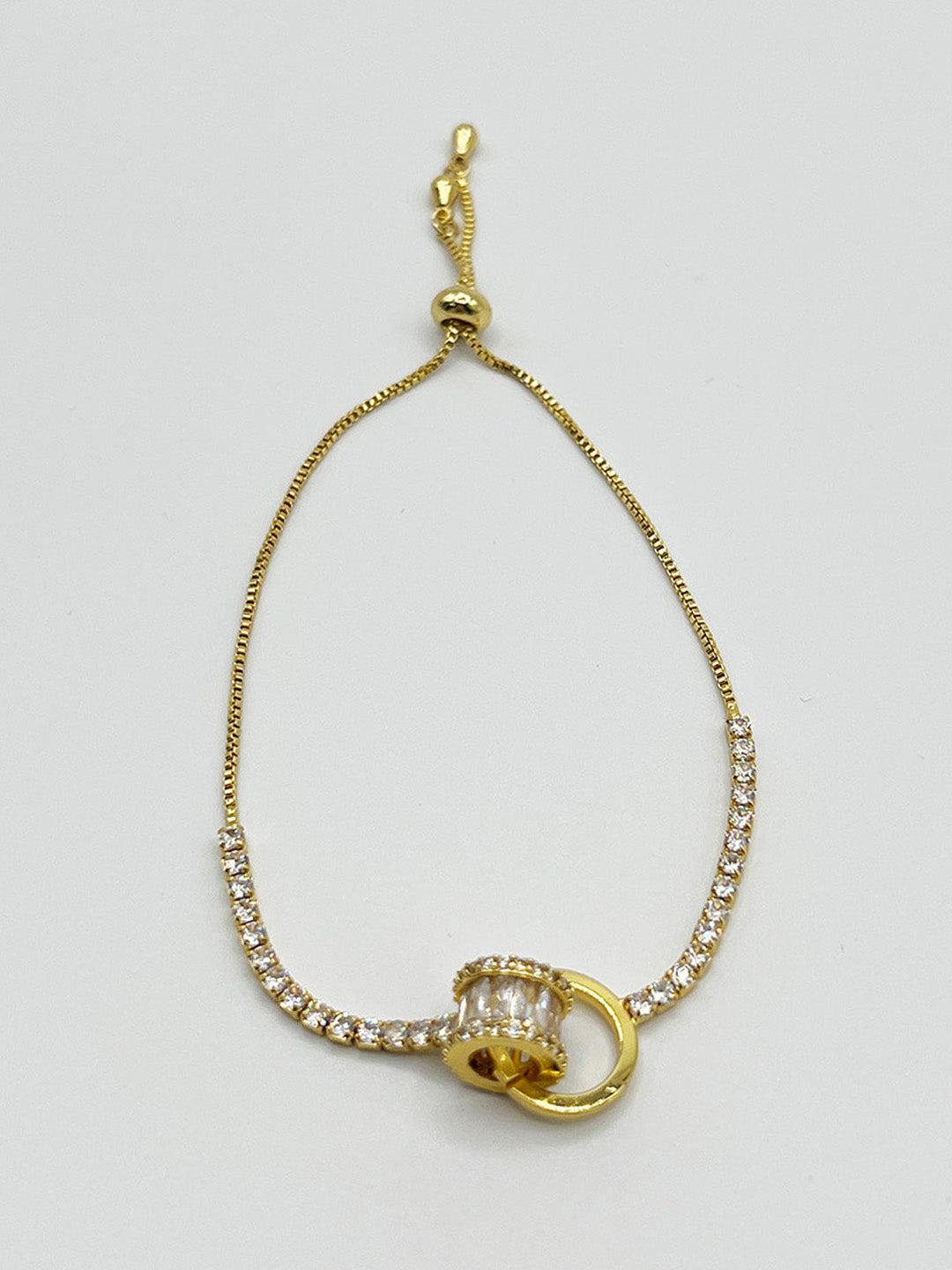 Double Ring Diamante Bracelet In Gold - Gift Boxed JE412124