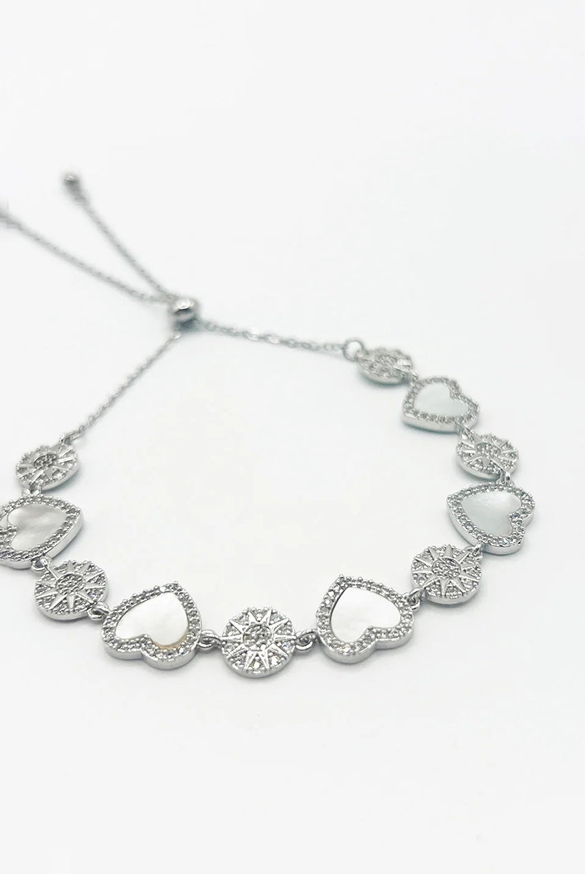 Heart Diamante Bracelet In Silver With Gift Box JE412921