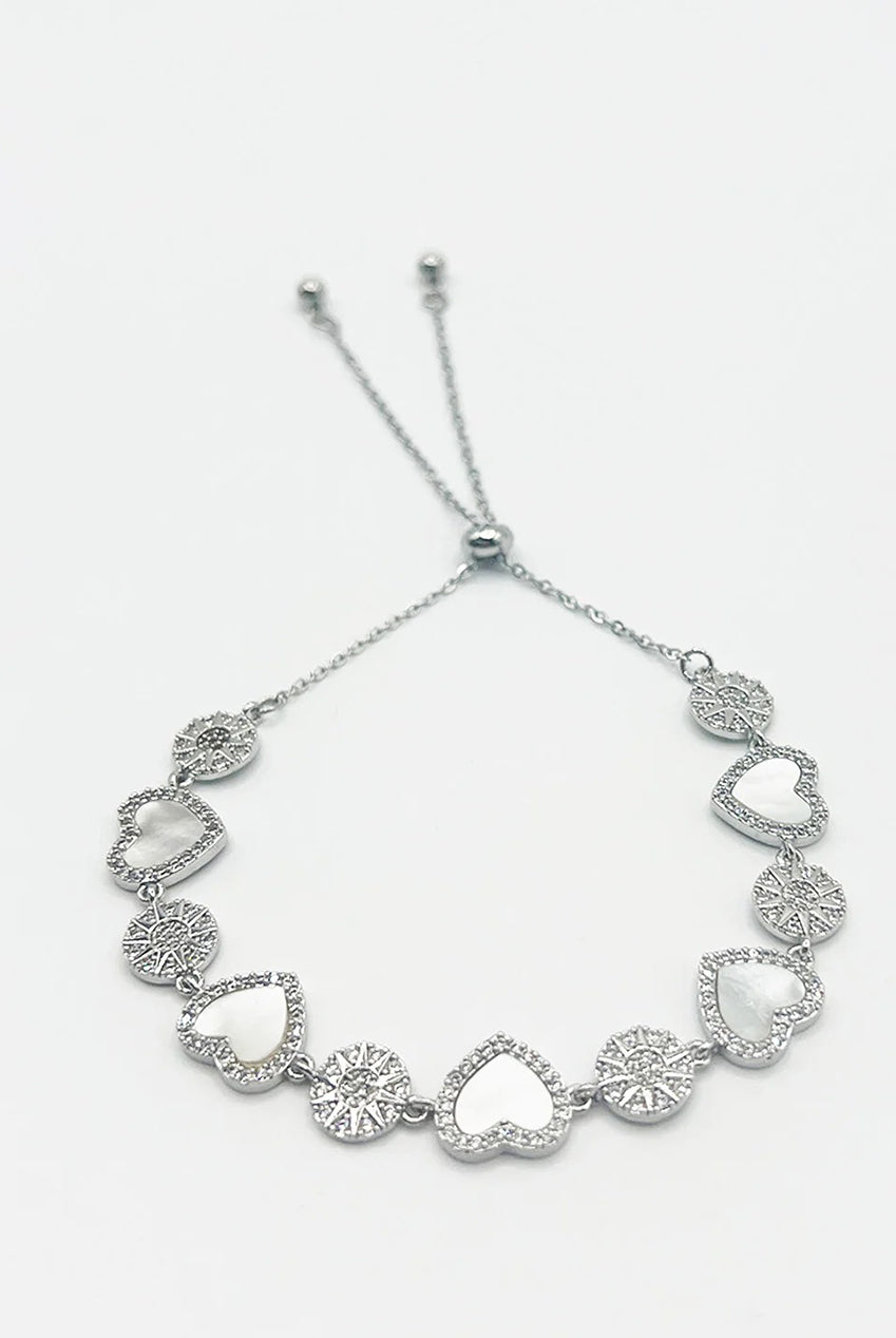 Heart Diamante Bracelet In Silver With Gift Box JE412921