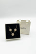 Diamante Halo Necklace & Earrings Set In Gold With Gift Box by SVNX