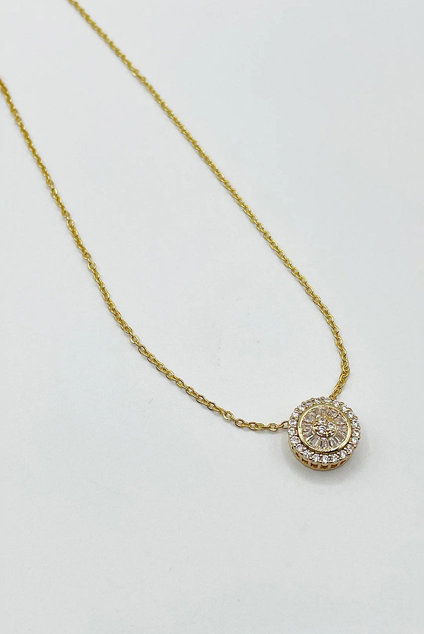 Diamante Halo Necklace & Earrings Set In Gold With Gift Box JE413024