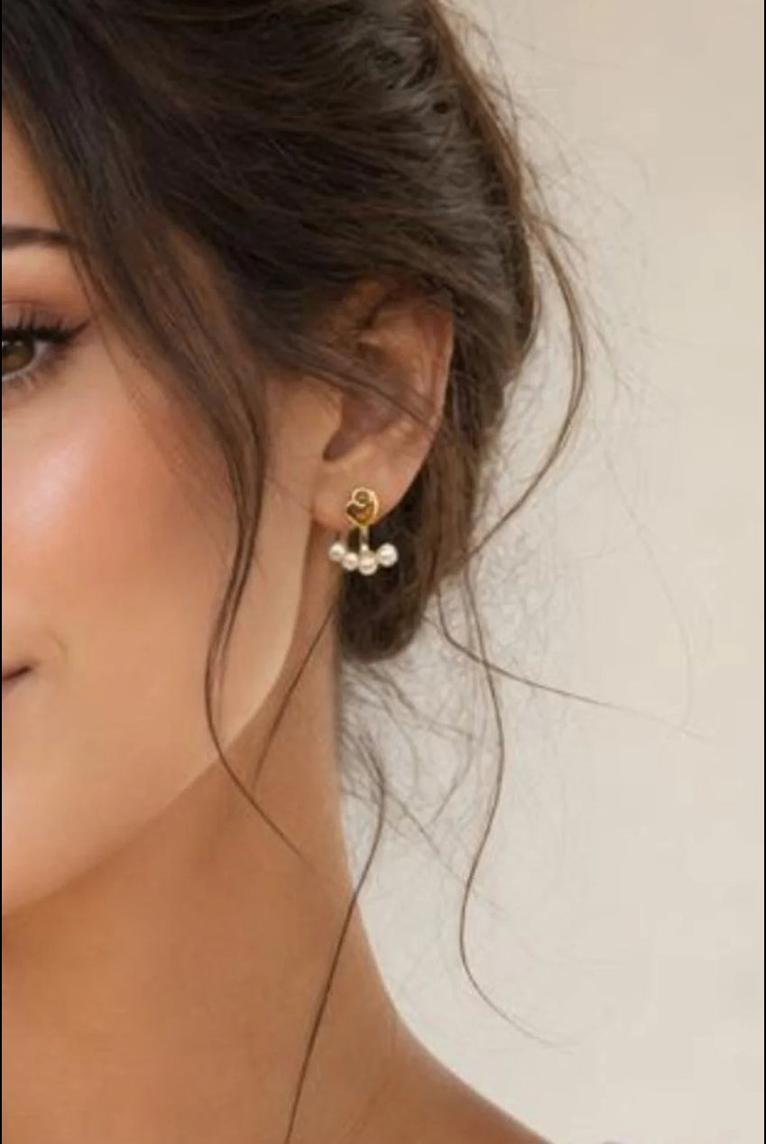 Heart Pearl Earrings In Gold JE413124