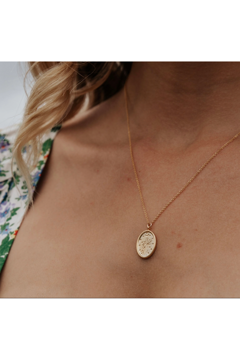 Wisteria London Juniper Gold Wildflower Necklace