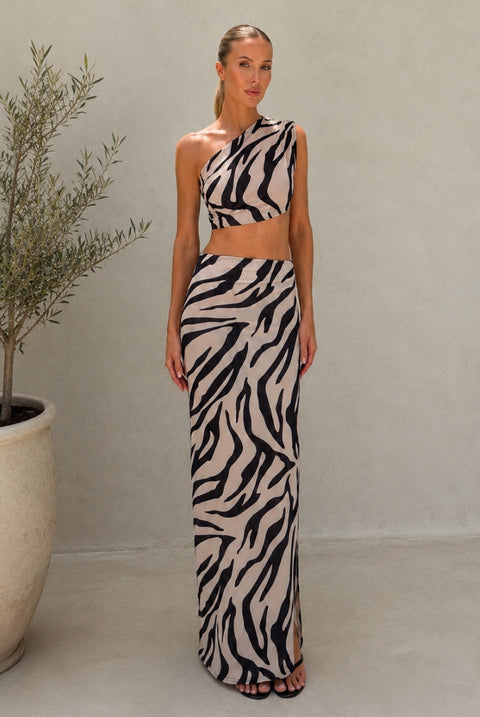 Karina Zebra Print Maxi Skirt by Honor Gold