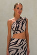 Karina Zebra Print Maxi Crop Top by Honor Gold