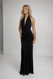 Keira Black Halterneck Backless Maxi Dress by Honor Gold