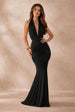 Keira Black Halterneck Backless Maxi Dress by Honor Gold