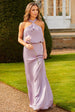 Halter Neck Satin Maxi Dress In Lilac by Chi Chi London