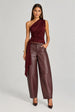 Khloe Berry One Shoulder Draped Top With Side Sash Tie by Honor Gold