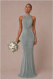 Kyra Sage Green Halterneck Bridesmaids Maxi Dress by Honor Gold