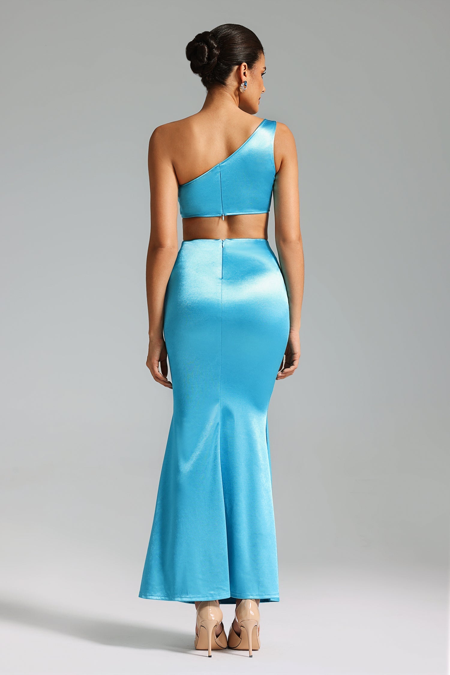 Kanma One Shoulder Cutout Maxi Dress - Blue D240502013
