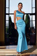 Kanma One Shoulder Cutout Maxi Dress - Blue by Bella Barnett
