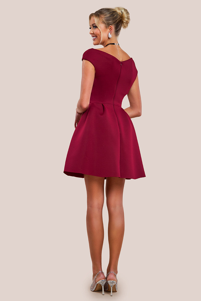 Corset Fit & Flare Mini Dress - Wine DR4537