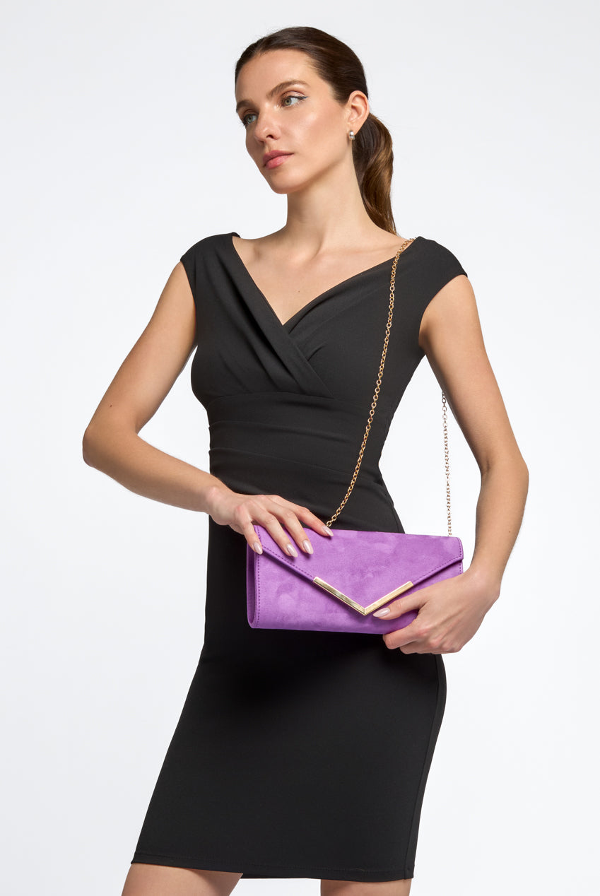 Purple Suede Envelope Clutch Bag ALL2435
