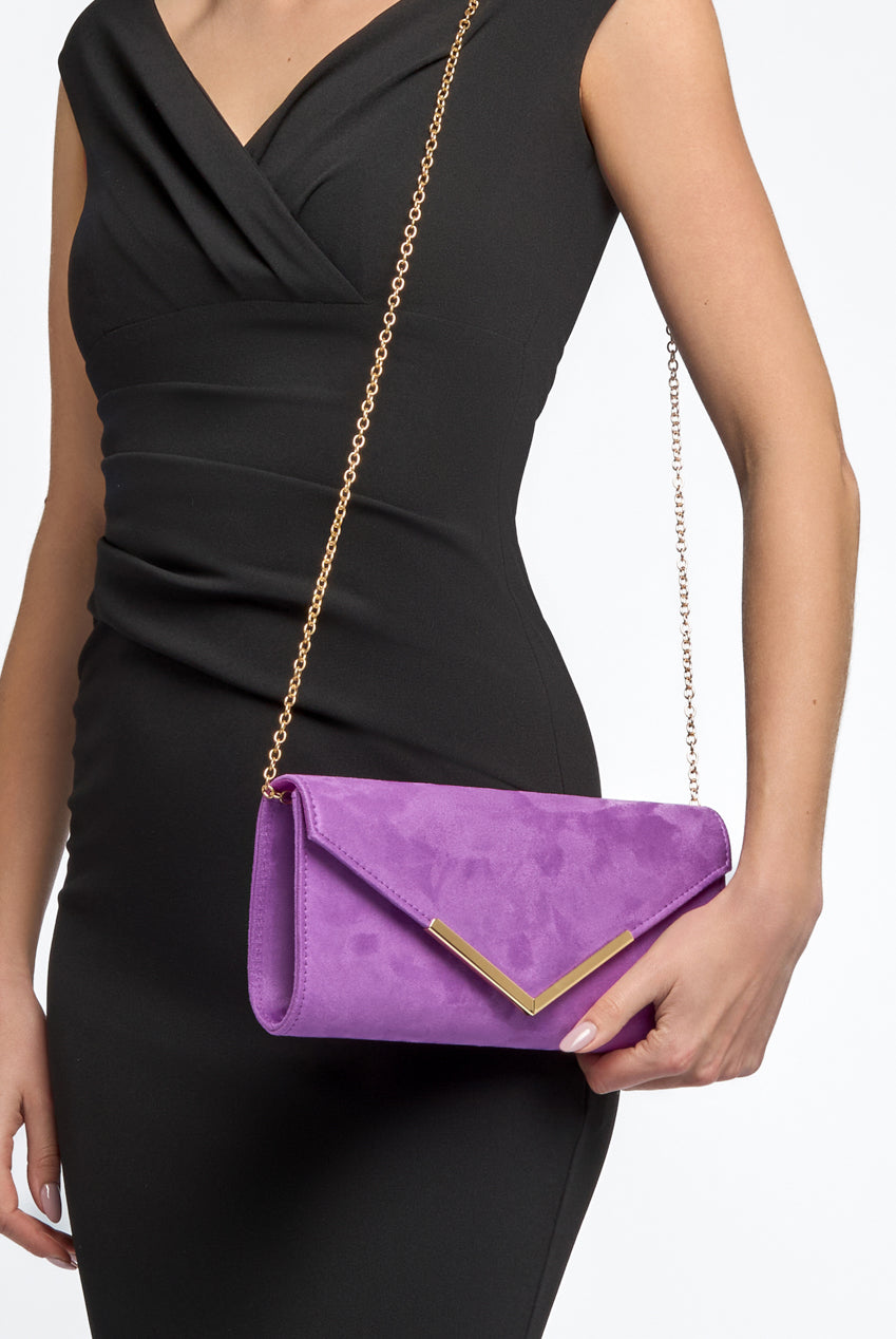 Purple Suede Envelope Clutch Bag ALL2435