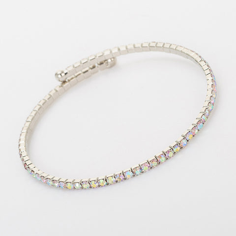 Last True Angel Rhinestone Wraparound Bracelet In Silver & Multi