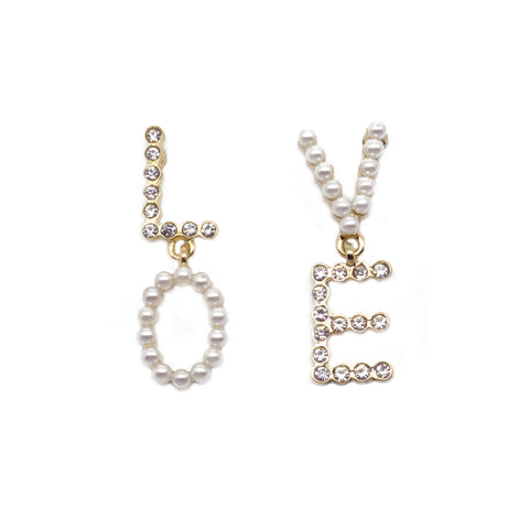 LOVE Drop Earring In Pearl And Gold LE300G