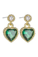 Last True Angel Stud & Heart Drop Earring In Emerald Gold