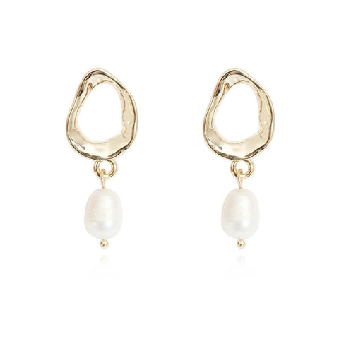 Misshape Earring With Freshwater Pearl Drop by Last True Angel