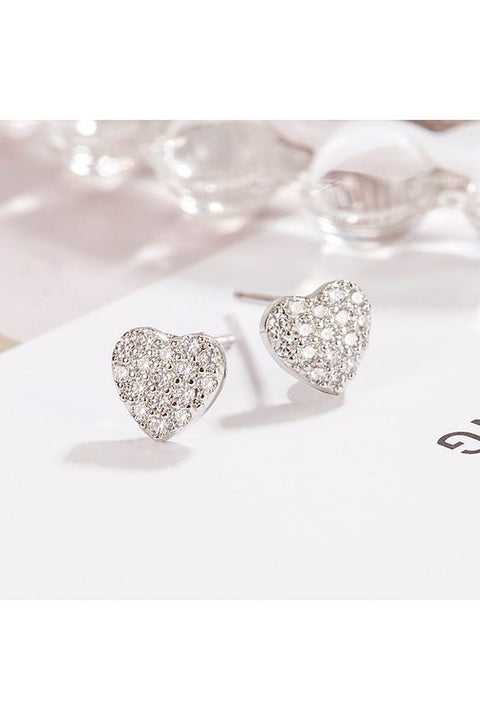 Last True Angel Cubic Zirconia Heart Stud In Silver