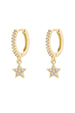 Last True Angel White CZ Star Drop Huggie Earring In Gold