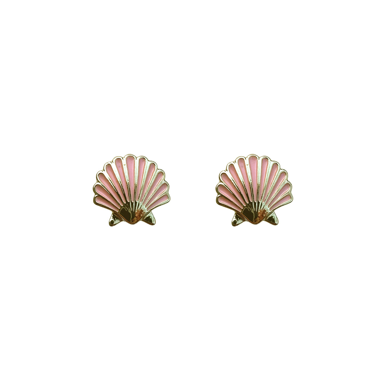 Clam Shell Earring In Pink & Gold LES04P