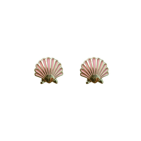 Last True Angel Clam Shell Earring In Pink & Gold