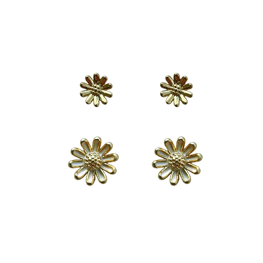 Double Daisy Earring In Gold LES06M