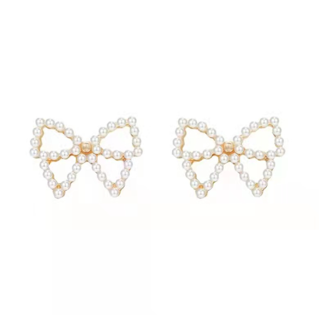 Pearl Bow Earrings LEU30G