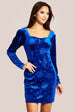 Liquorish Corset Detail Mini Royal Blue Velvet Dress