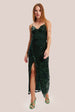 Forest Green Sequin Maxi Dress With Long Slit by Liquorish