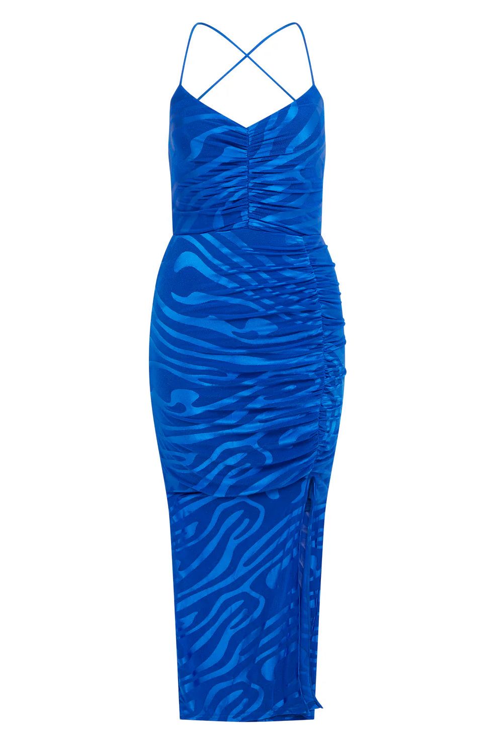 Zebra Print Royal Blue Midi Dress LIQPARTY008