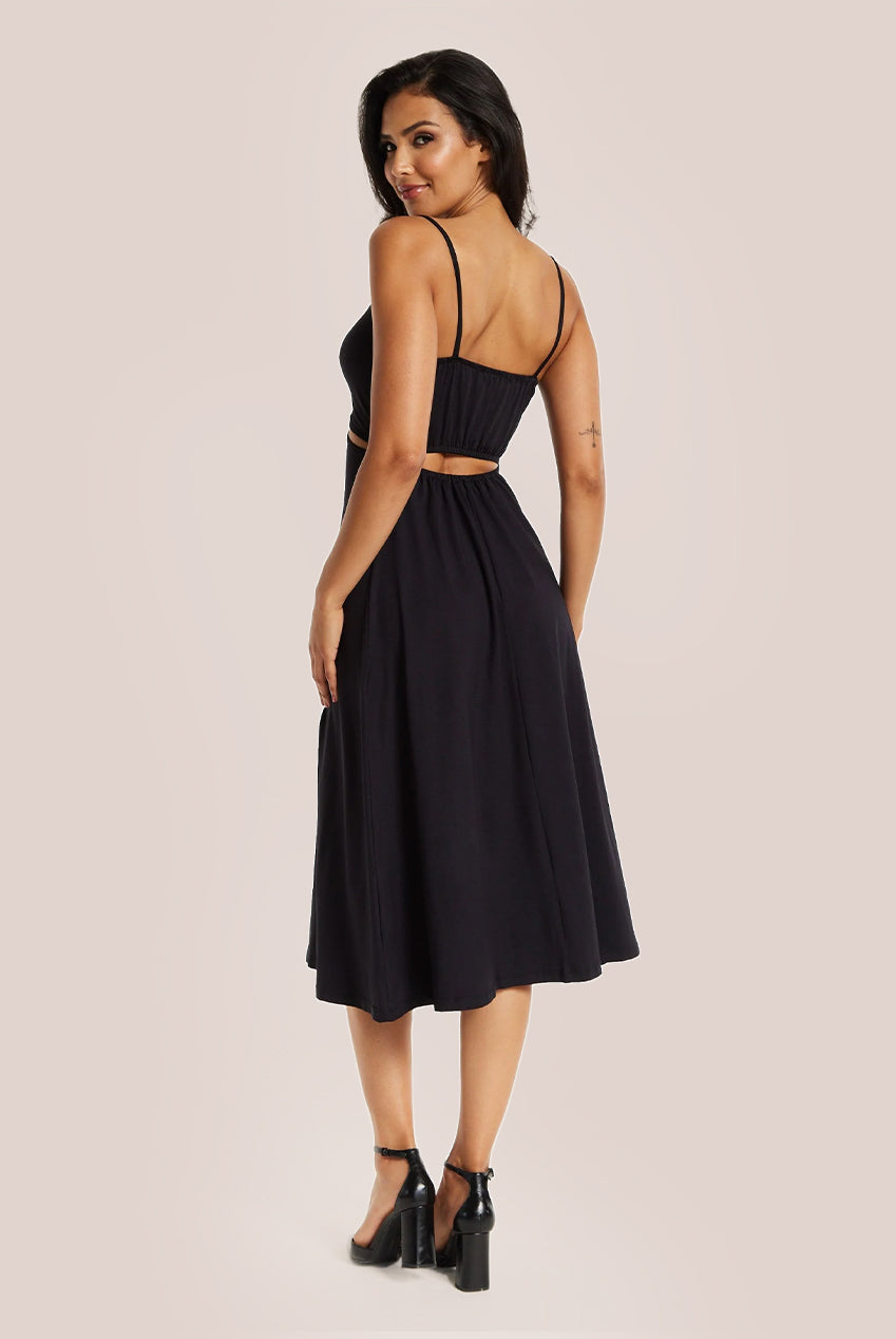 Black Cami Dress With Cut Out Details LIQTRDR2001