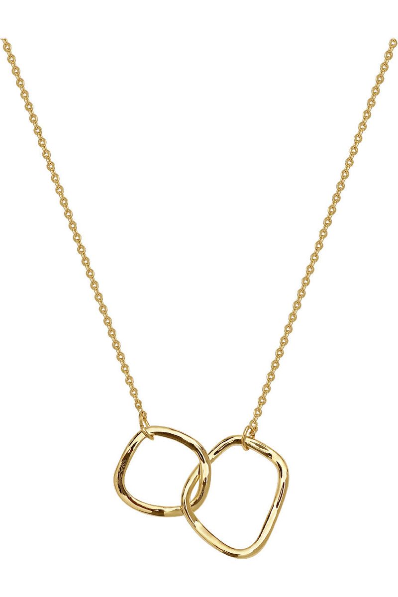 Linked Twin Hoop Necklace In Gold LNN13G