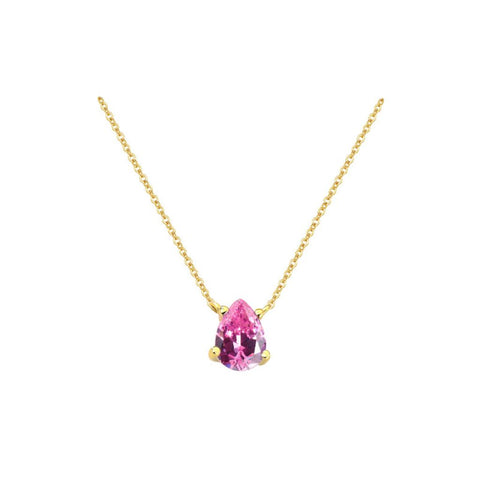 Teardrop Pendant Necklace In Pink by Last True Angel