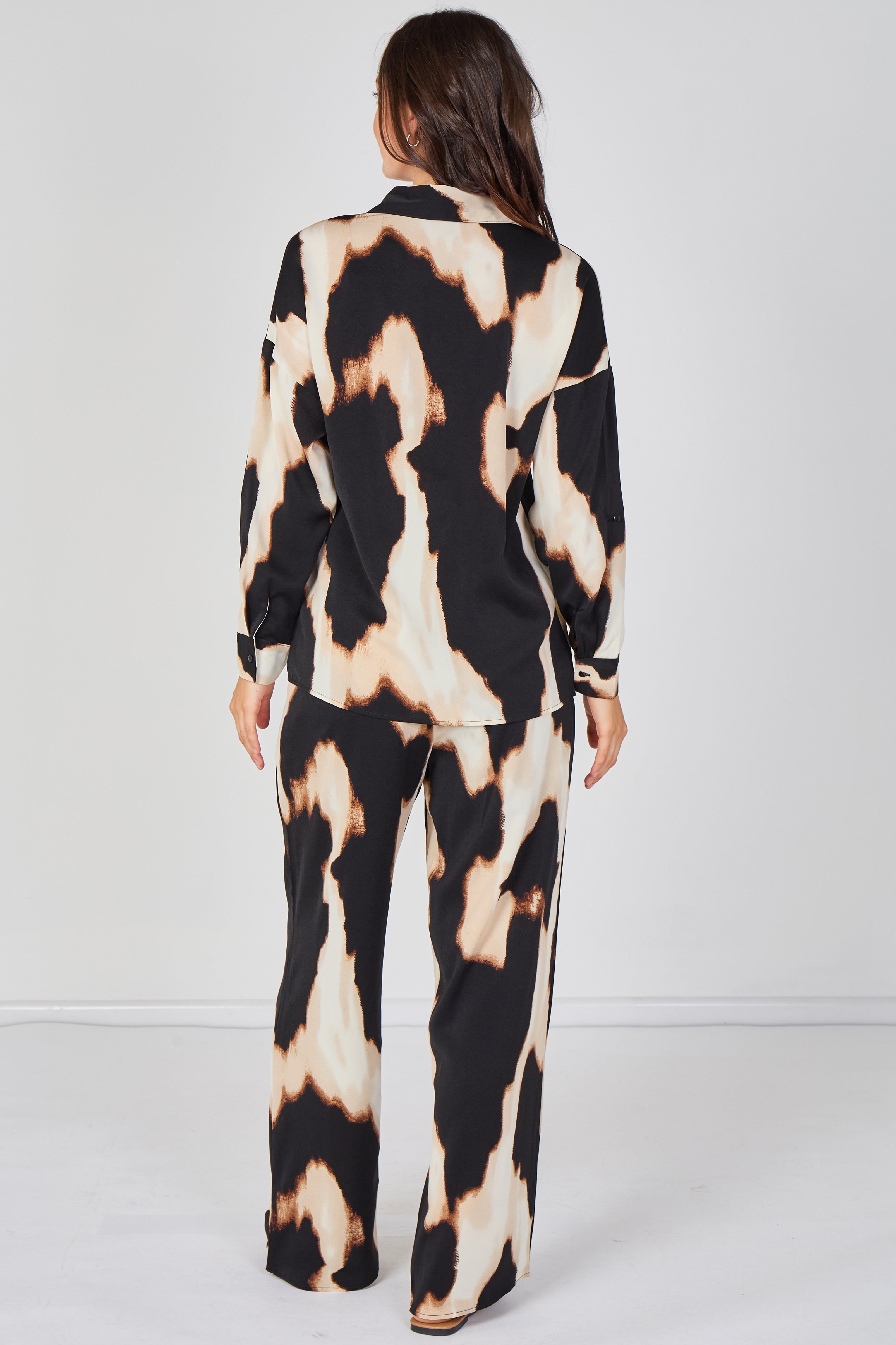 Black And Cream Abstract Print Co-ord Set LS-2268&2508-LE4