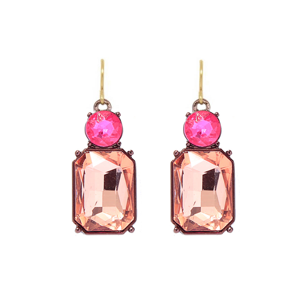 Twin Gem Hook Earring Orange & Pink LTE08O