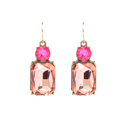 Twin Gem Hook Earring Orange & Pink by Last True Angel