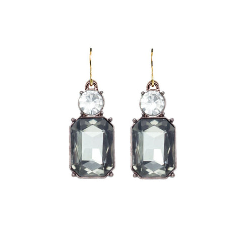 Twin Gem Earring In Slate & Clear by Last True Angel