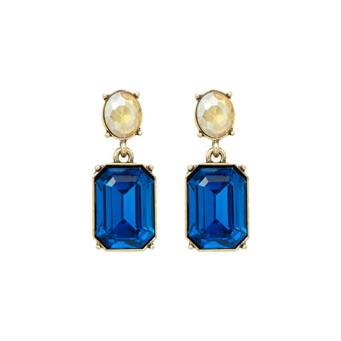 Oval Twin Gem Post Earring Azure Blue & Amber by Last True Angel