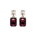 Oval Twin Gem Post Earring Burgundy & Clear by Last True Angel