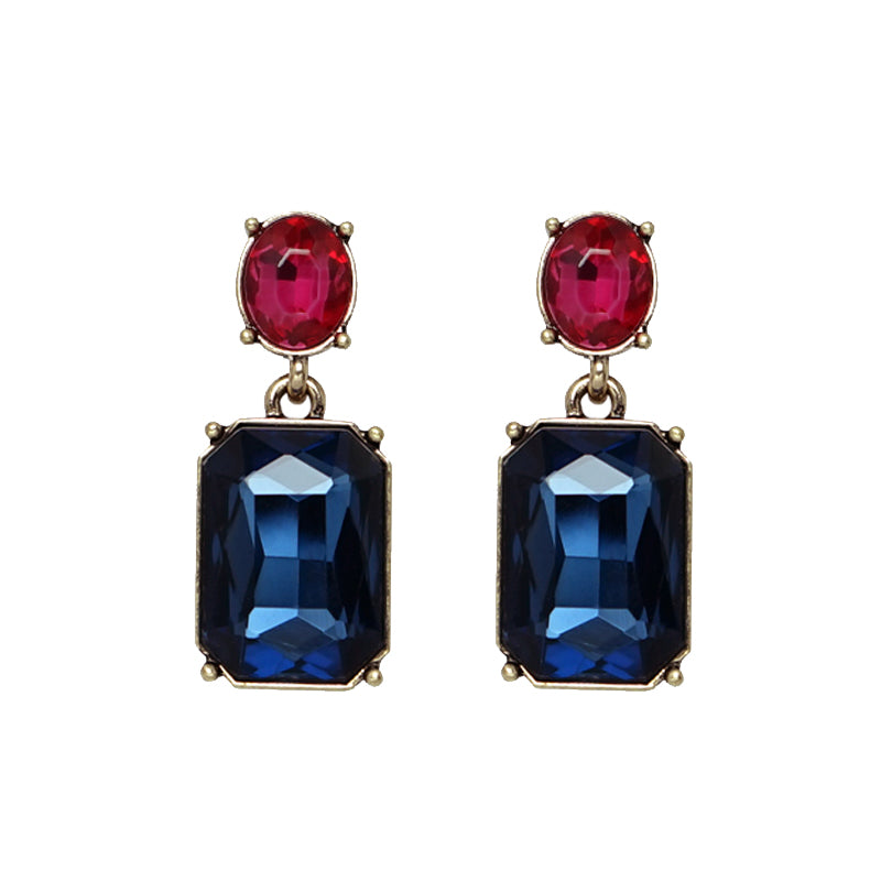 Oval Twin Gem Post Earring In Navy & Rose Pink LTE09NR