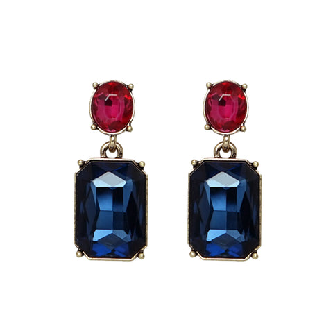 Oval Twin Gem Post Earring In Navy Rose Pink LTE09NR