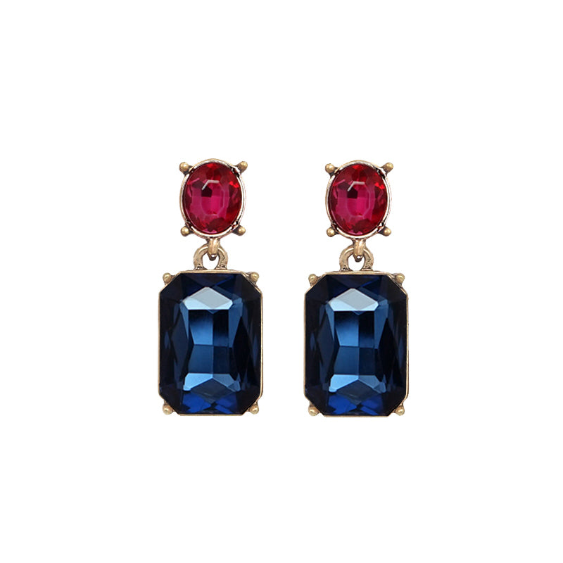 Oval Twin Gem Post Earring In Navy Rose Pink LTE09NR