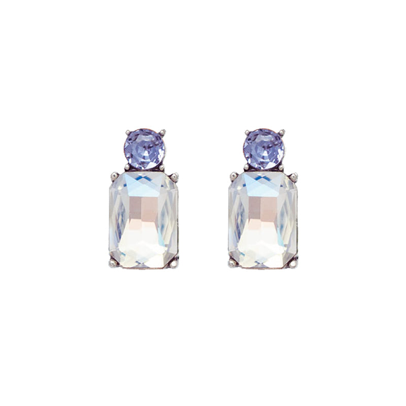 Mini Gem Earring Silver Clear & Lilac LTE10C