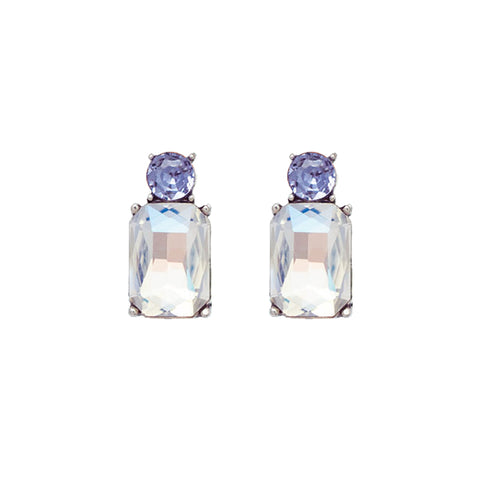 Last True Angel Mini Gem Earring Silver Clear & Lilac