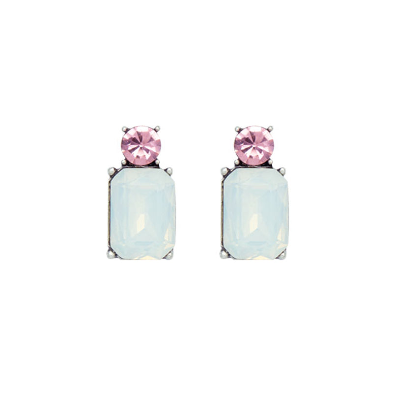 Mini Gem Earring Silver In Opal & Soft Pink LTE10O