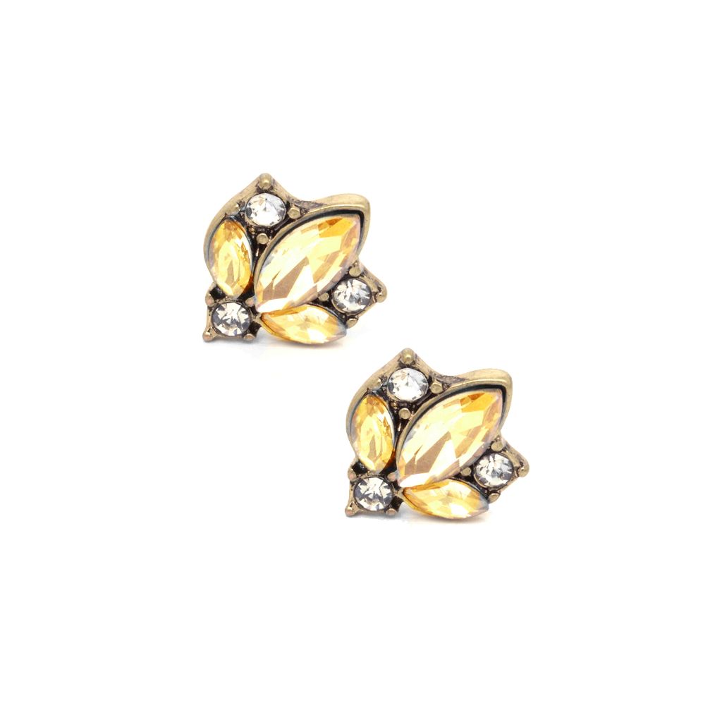 Crystal Cluster Earring In Yellow & Gold LTE33Y